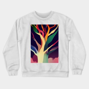 Rainbow Branches and Bark - Vibrant Colored Whimsical Minimalist - Abstract Minimalist Bright Colorful Nature Poster Art of a Leafless Tree Crewneck Sweatshirt